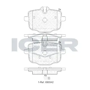 ICER 182005 Комплект гальмівних накладок дискового стоянкового гальма