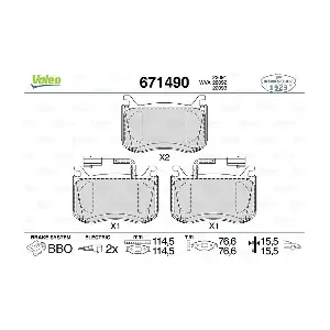 VALEO 671490 Комплект гальмівних накладок дискового стоянкового гальма
