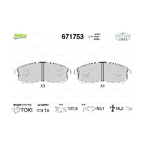 VALEO 671753 Комплект гальмівних накладок дискового стоянкового гальма