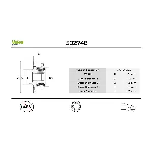 VALEO 502748 Комплект колісних підшипників