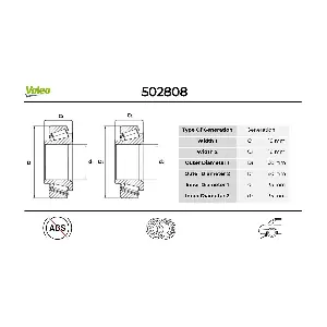 VALEO 502808 Комплект колісних підшипників