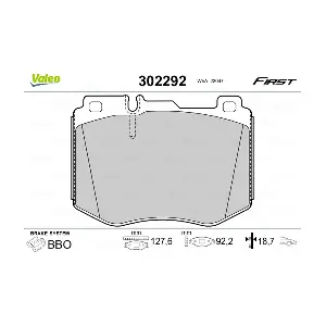VALEO 302292 Комплект гальмівних накладок дискового стоянкового гальма