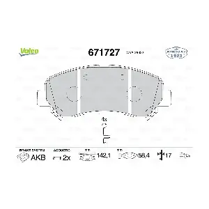 VALEO 671727 Комплект гальмівних накладок дискового стоянкового гальма