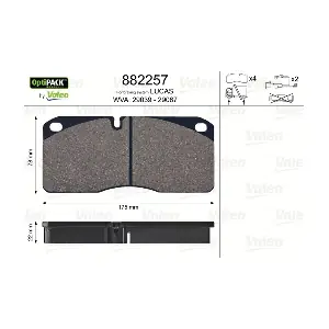 VALEO 882257 Комплект гальмівних накладок дискового стоянкового гальма
