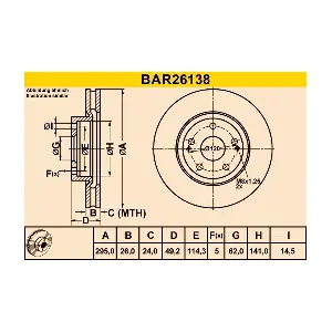 BARUM BAR26138 Тормозной диск