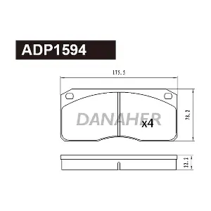 DANAHER ADP1594 Комплект гальмівних накладок дискового стоянкового гальма