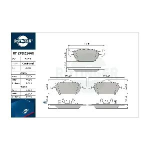 ROTINGER RT 2PD21440 Комплект гальмівних накладок дискового стоянкового гальма