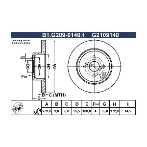 GALFER B1.G209-0140.1 Гальмівний диск