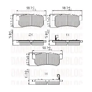 DANBLOCK DB 510563 Комплект гальмівних накладок дискового стоянкового гальма