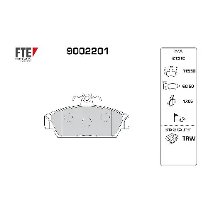 FTE 9002201 Комплект гальмівних накладок дискового стоянкового гальма