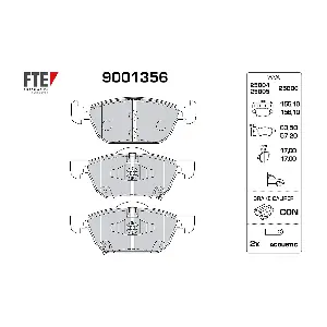 FTE 9001356 Комплект гальмівних накладок дискового стоянкового гальма