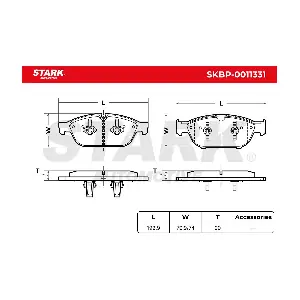 Stark SKBP-0011331 Комплект гальмівних накладок дискового стоянкового гальма