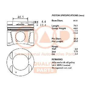 IAP QUALITY PARTS 100-13114 Поршень