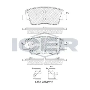 ANDEL 182465 Комплект гальмівних накладок дискового стоянкового гальма