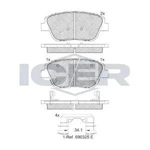 ANDEL 182136 Комплект гальмівних накладок дискового стоянкового гальма