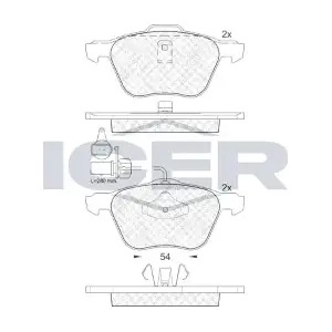 ANDEL 181395 Комплект гальмівних накладок дискового стоянкового гальма
