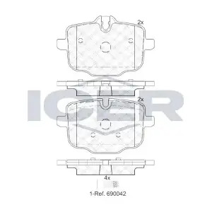 ANDEL 182005 Комплект гальмівних накладок дискового стоянкового гальма