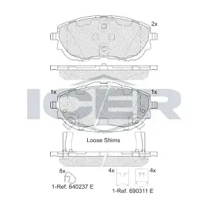ANDEL 182129 Комплект гальмівних накладок дискового стоянкового гальма