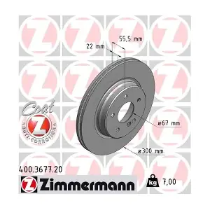 ZIMMERMANN 400.3677.20 Гальмівний диск