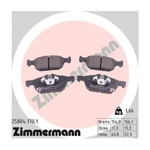 ZIMMERMANN 25804.170.1 Комплект гальмівних накладок дискового стоянкового гальма