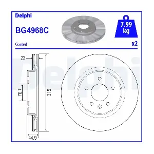DELPHI BG4968C Гальмівний диск